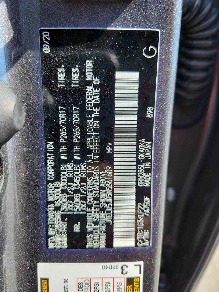 2021 Toyota 4Runner Venture VIN: JTELU5JR5M5861609 Lot: 69652245