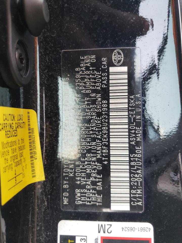2011 Toyota Camry Base VIN: 4T1BF3EK9BU231988 Lot: 67867625