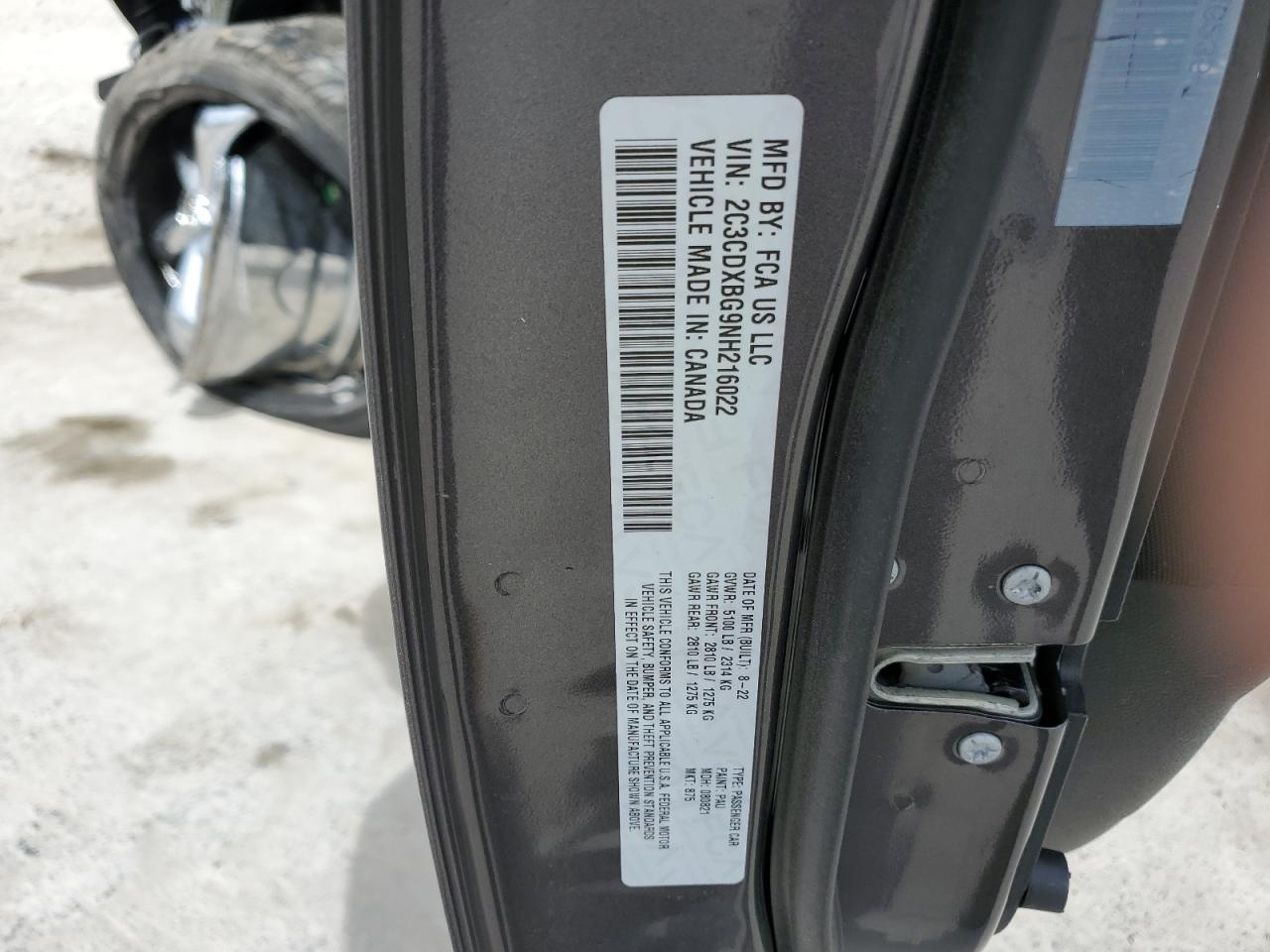 2022 Dodge Charger Sxt VIN: 2C3CDXBG9NH216022 Lot: 70485265