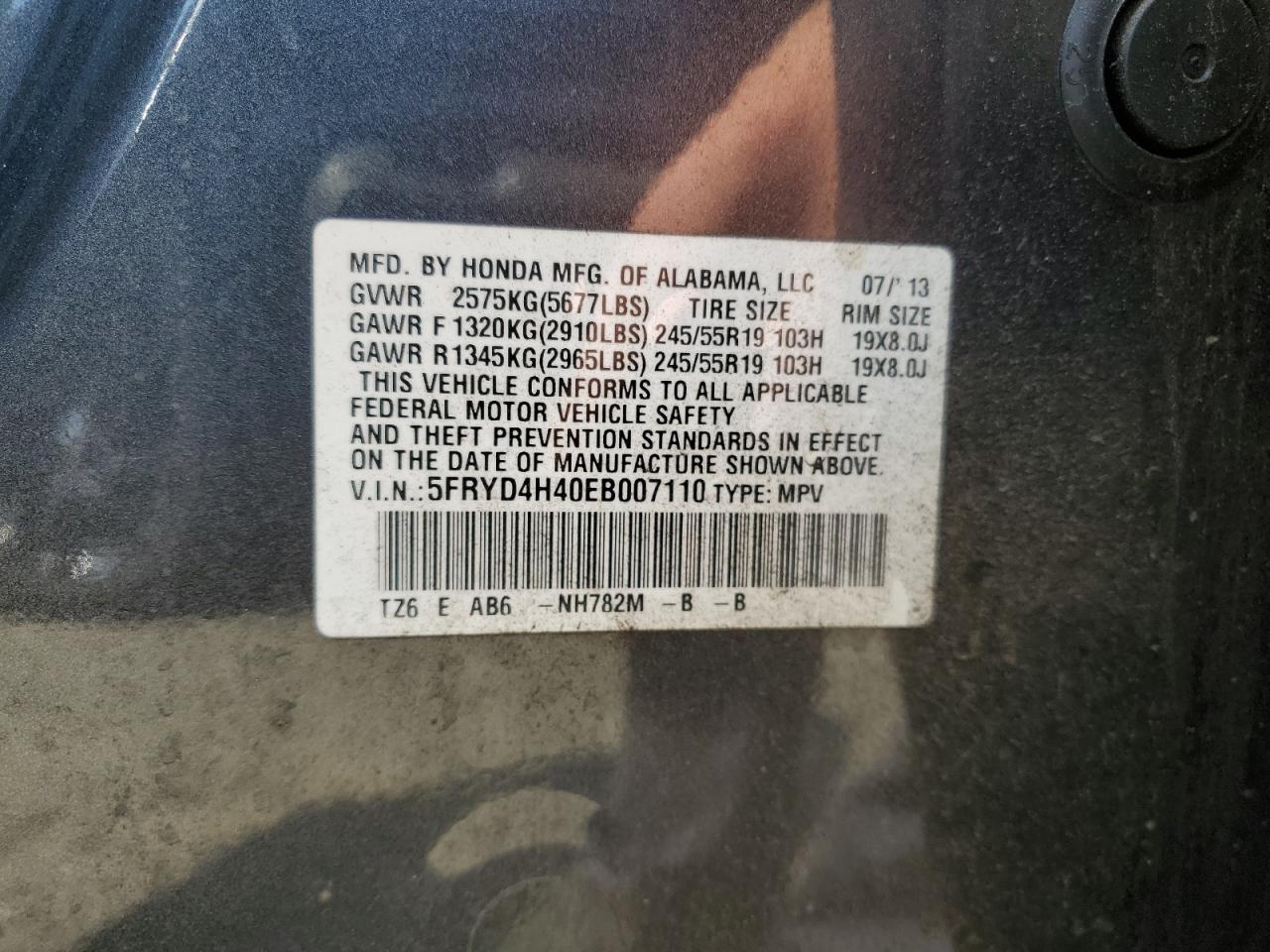 2014 Acura Mdx Technology VIN: 5FRYD4H40EB007110 Lot: 67262585