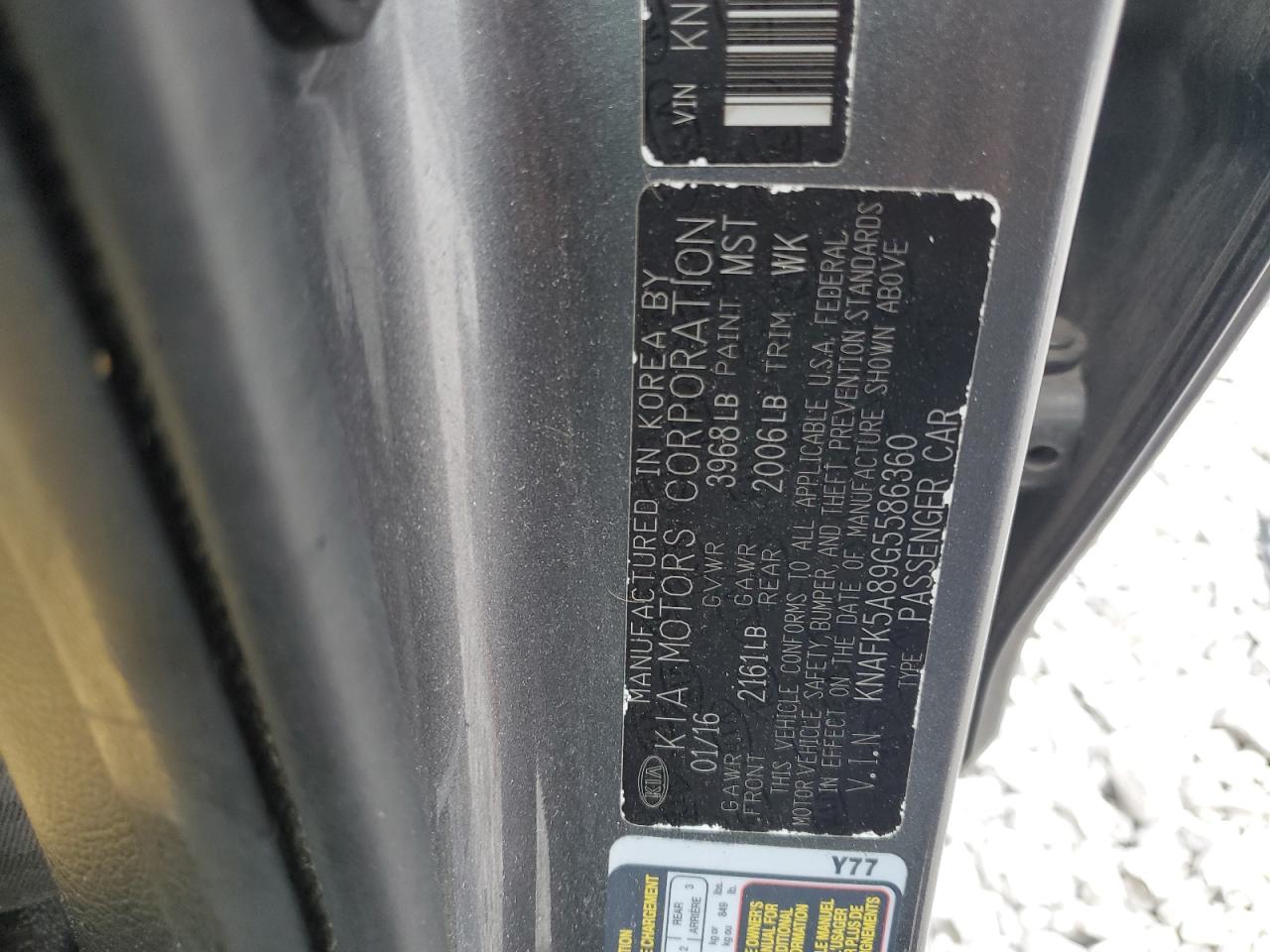 2016 Kia Forte Lx VIN: KNAFK5A89G5586360 Lot: 69942195