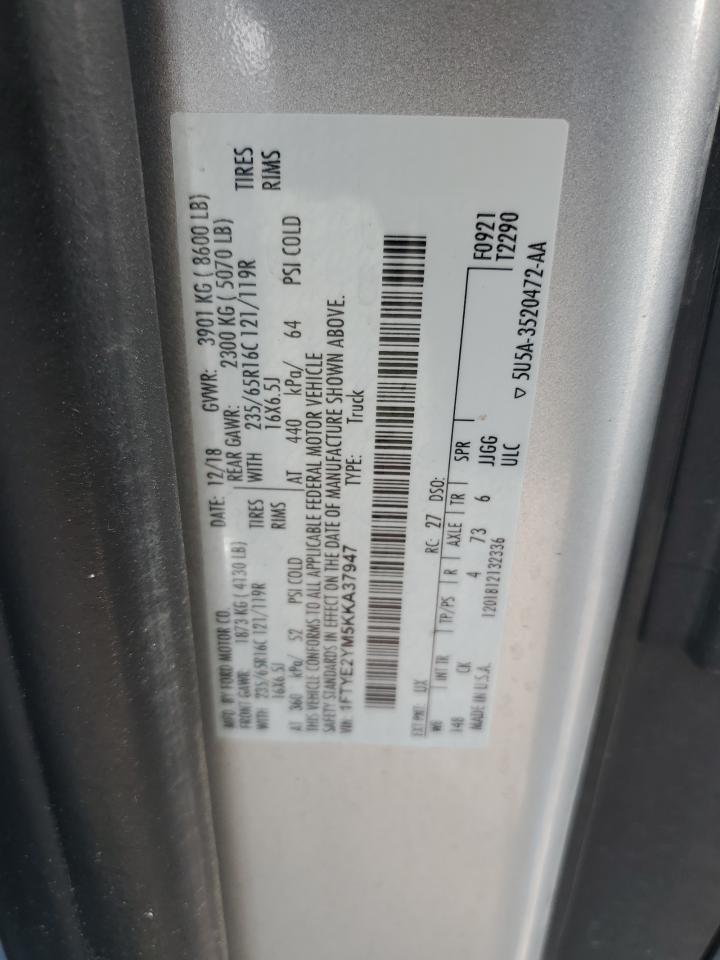 2019 Ford Transit T-150 VIN: 1FTYE2YM5KKA37947 Lot: 69321165