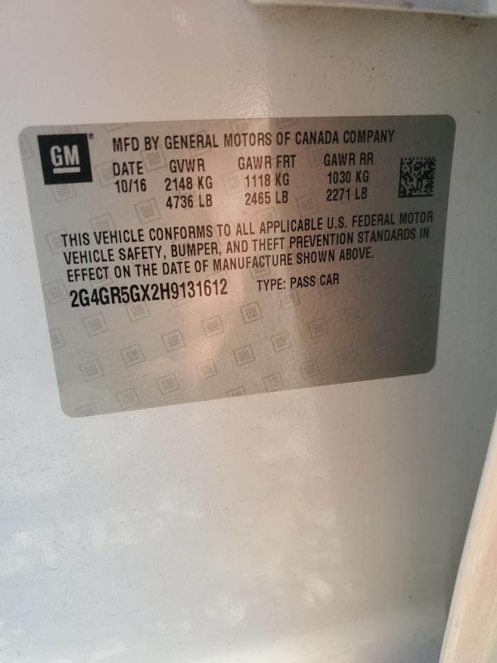 2017 Buick Regal Premium VIN: 2G4GR5GX2H9131612 Lot: 68905985