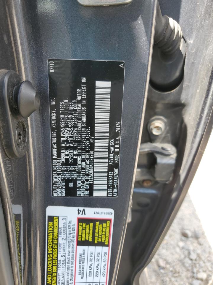 2010 Toyota Venza VIN: 4T3ZA3BB0AU034540 Lot: 69934705