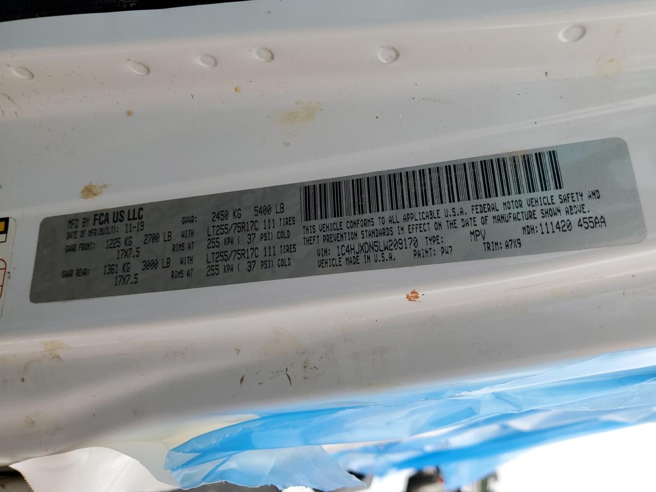 2020 Jeep Wrangler Unlimited Sport VIN: 1C4HJXDN5LW209170 Lot: 69149935