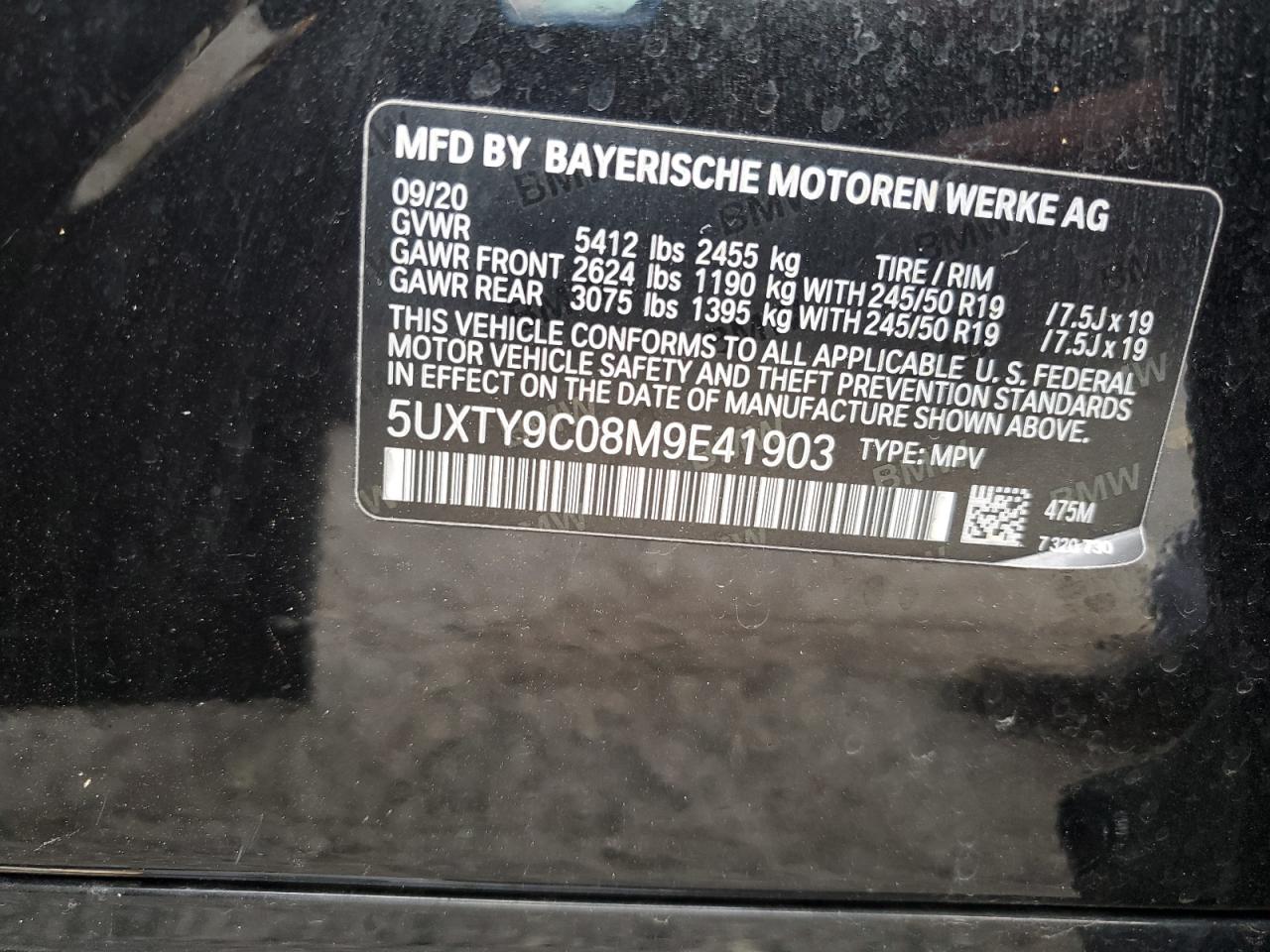 2021 BMW X3 xDrivem40I VIN: 5UXTY9C08M9E41903 Lot: 69374255