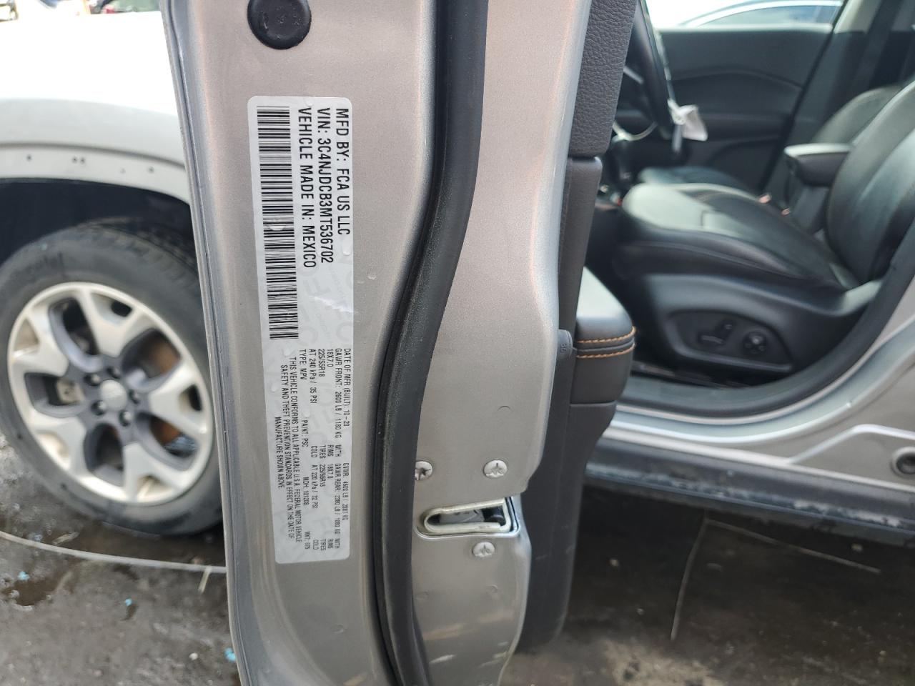 2021 Jeep Compass Limited VIN: 3C4NJDCB3MT536702 Lot: 68493145