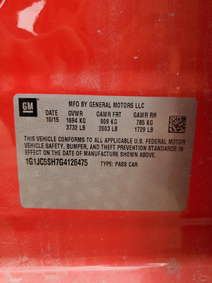 2016 Chevrolet Sonic Lt VIN: 1G1JC5SH7G4126475 Lot: 67829085