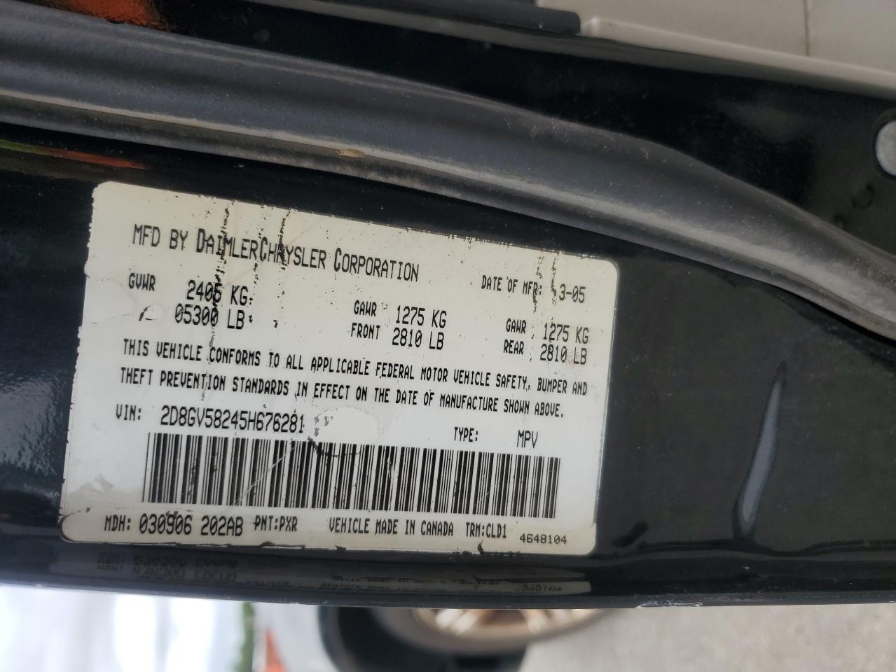 2005 Dodge Magnum R/T VIN: 2D8GV58245H676281 Lot: 69013375