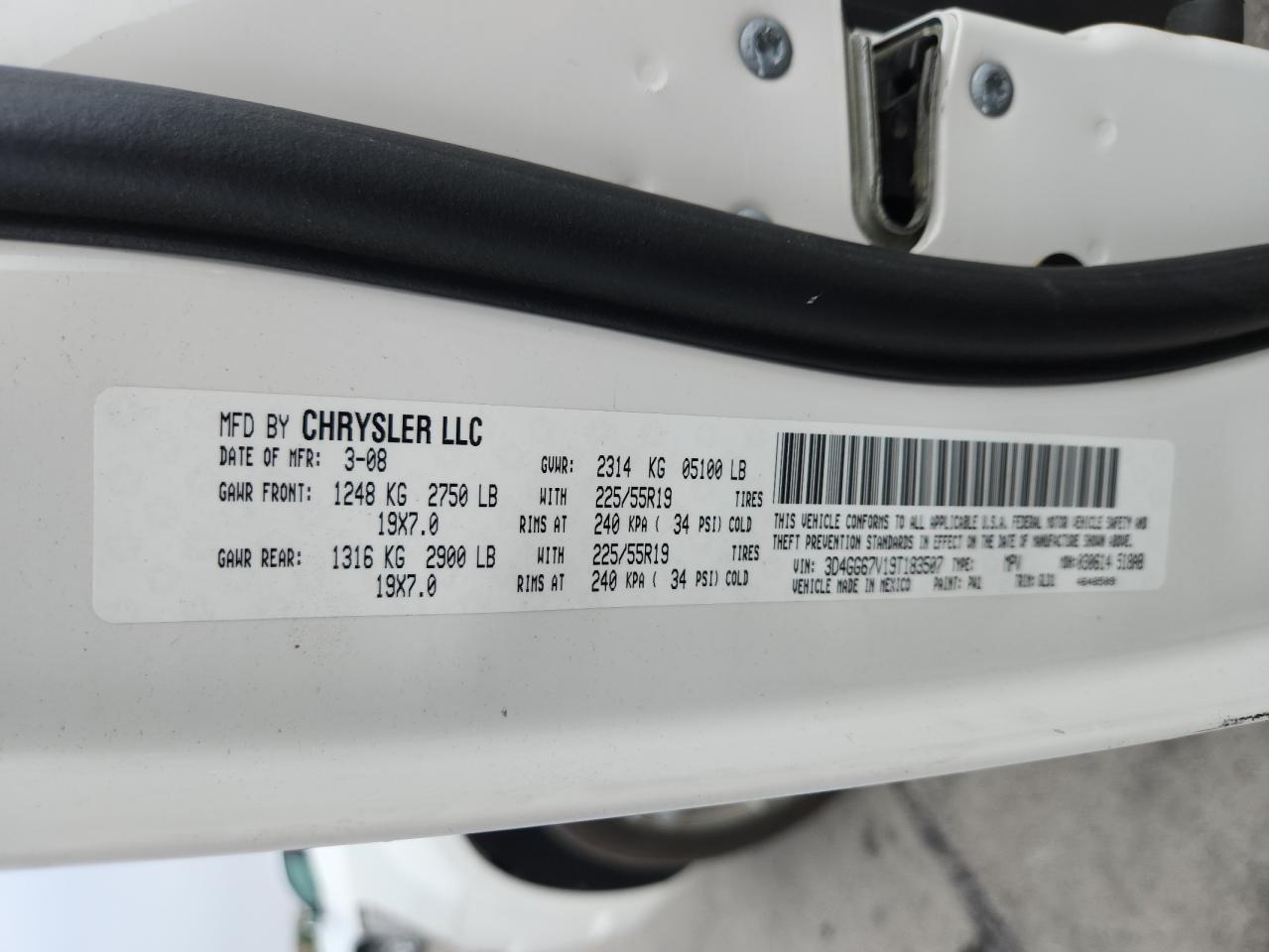 2009 Dodge Journey R/T VIN: 3D4GG67V19T183507 Lot: 69886255