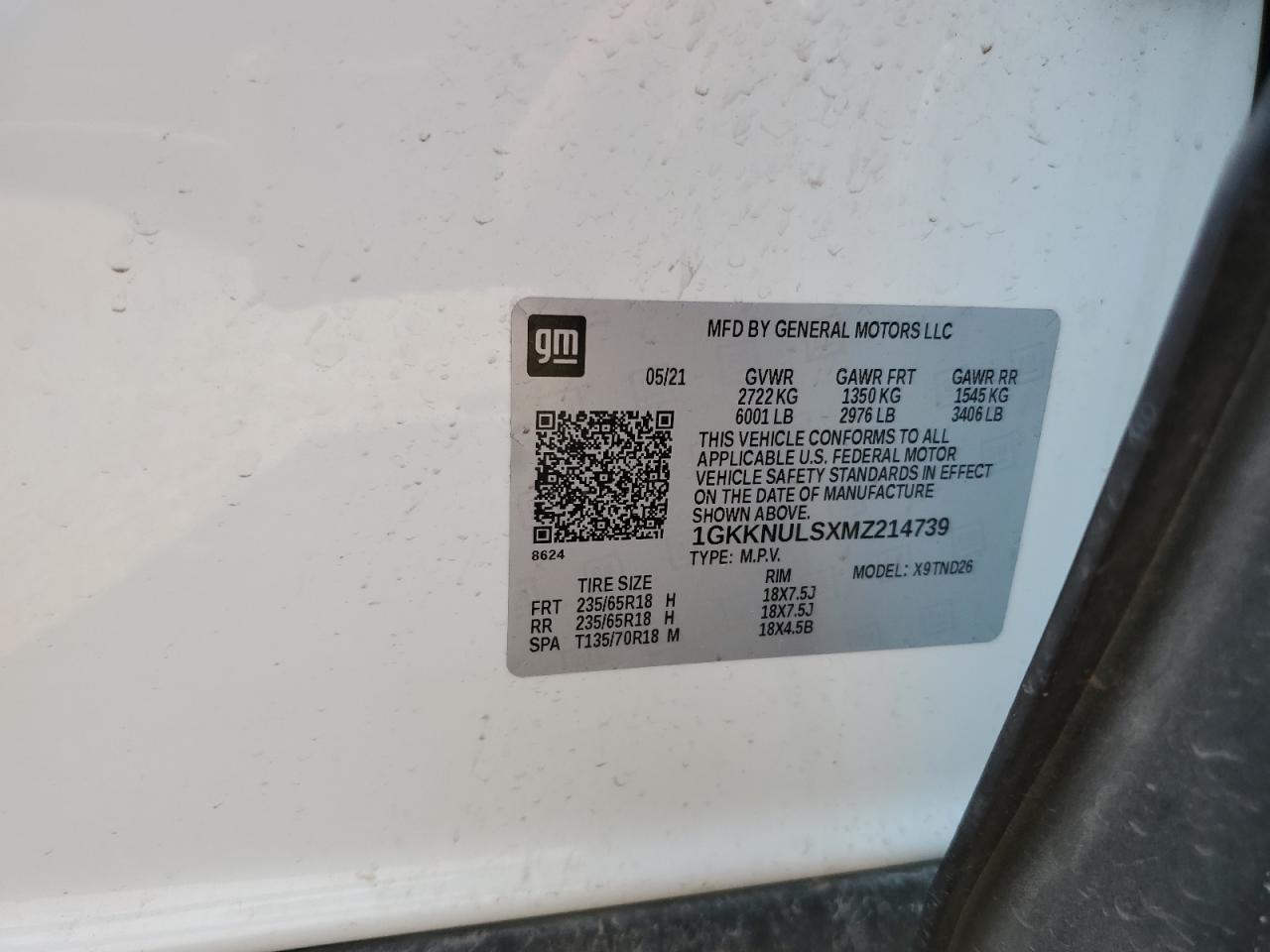 2021 GMC Acadia Slt VIN: 1GKKNULSXMZ214739 Lot: 67831505