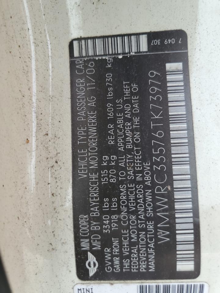 2006 Mini Cooper VIN: WMWRC33576TK73979 Lot: 60642255