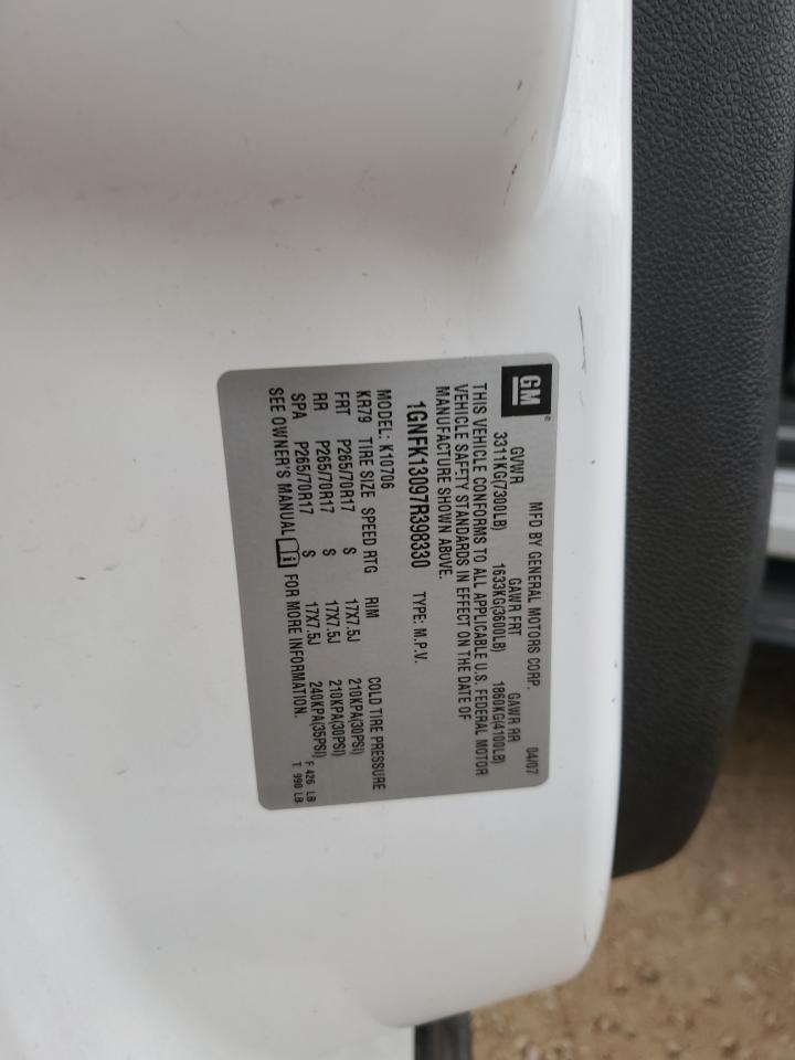 2007 Chevrolet Tahoe K1500 VIN: 1GNFK13097R398330 Lot: 69211765