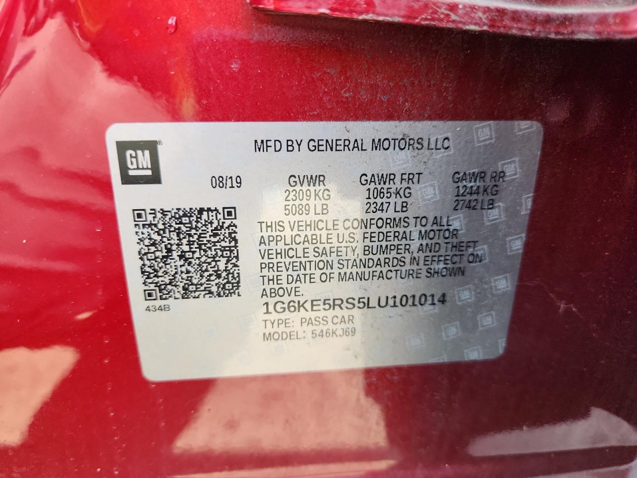 2020 Cadillac Ct6 Luxury Csav VIN: 1G6KE5RS5LU101014 Lot: 65900835