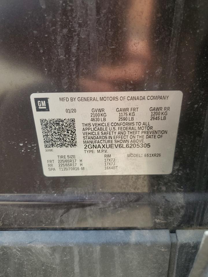 2020 Chevrolet Equinox Lt VIN: 2GNAXUEV6L6205305 Lot: 68328705