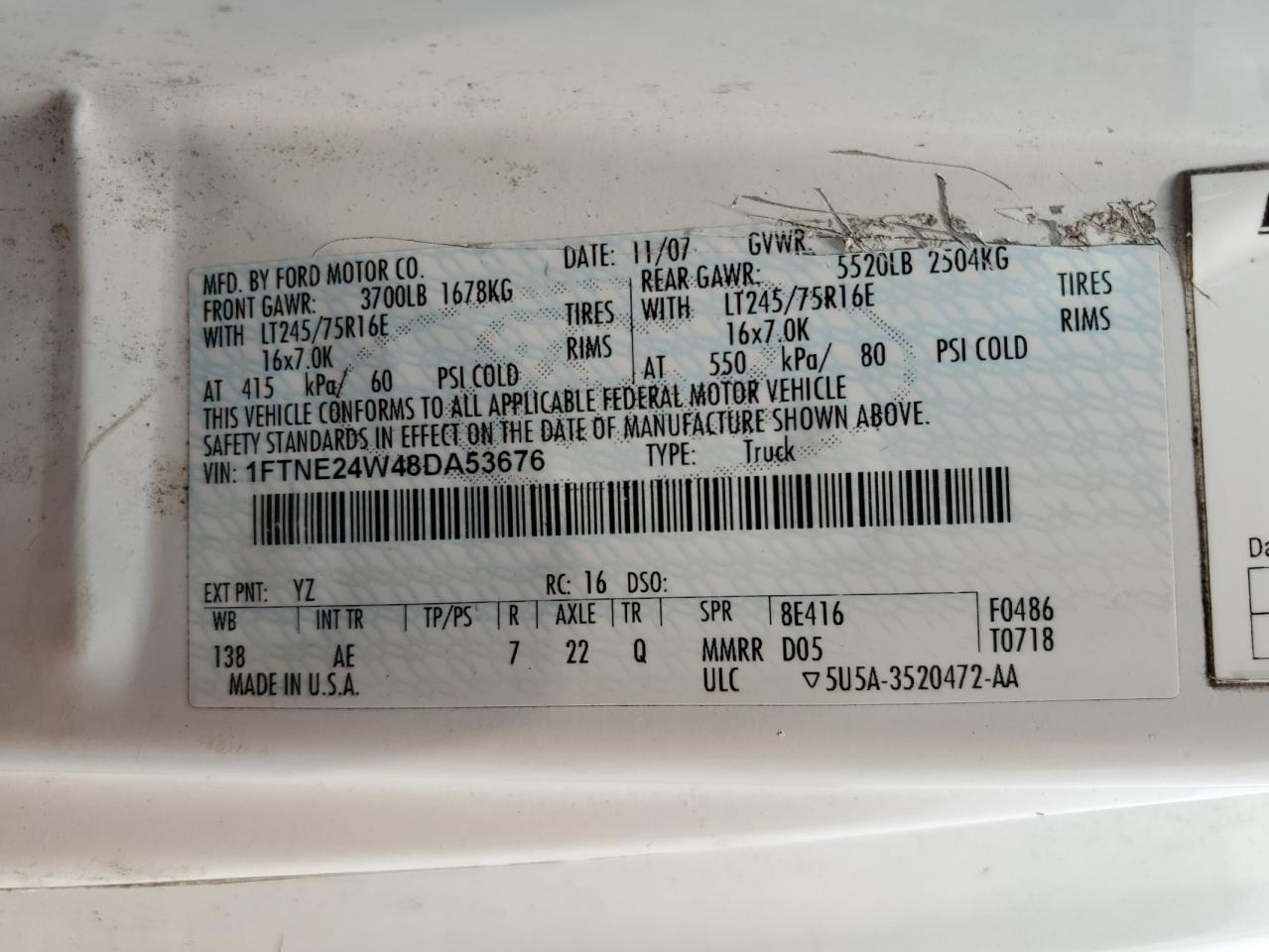 1FTNE24W48DA53676 2008 Ford Econoline E250 Van