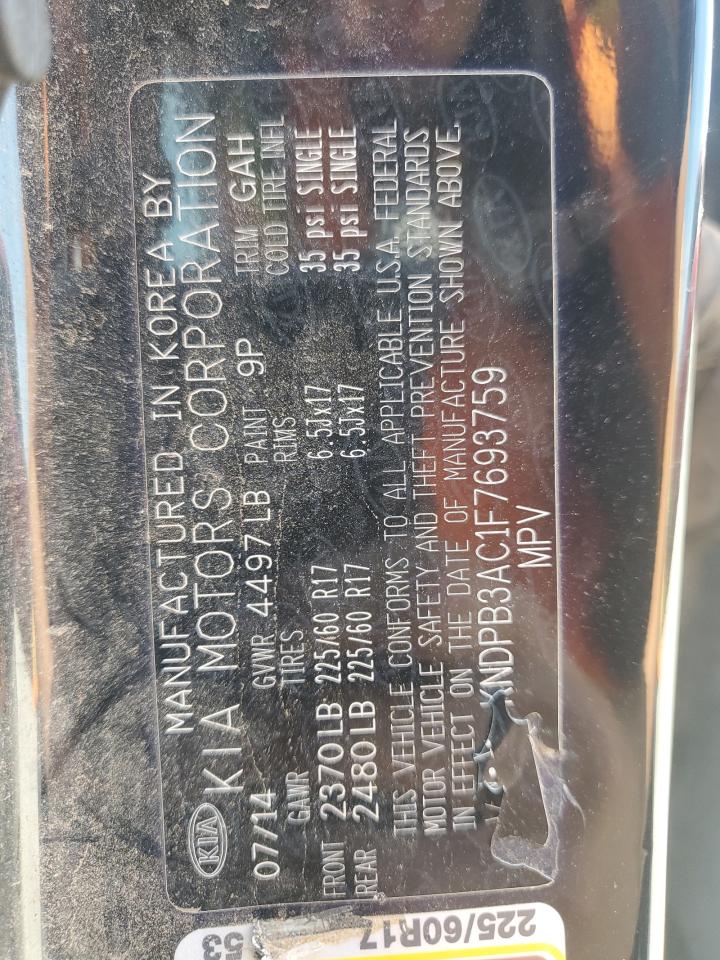 2015 Kia Sportage Lx VIN: KNDPB3AC1F7693759 Lot: 68576415