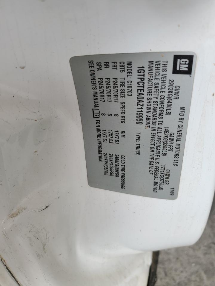 2010 GMC Sierra C1500 VIN: 1GTPCTEA0AZ119950 Lot: 69585465