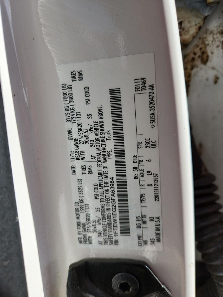 2016 Ford F150 Supercrew VIN: 1FTEW1EG2GFA63964 Lot: 70385925