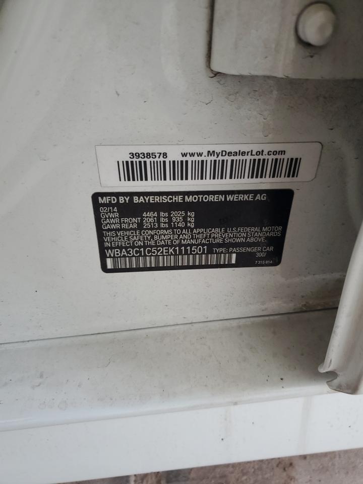 2014 BMW 328 I Sulev VIN: WBA3C1C52EK111501 Lot: 70486455