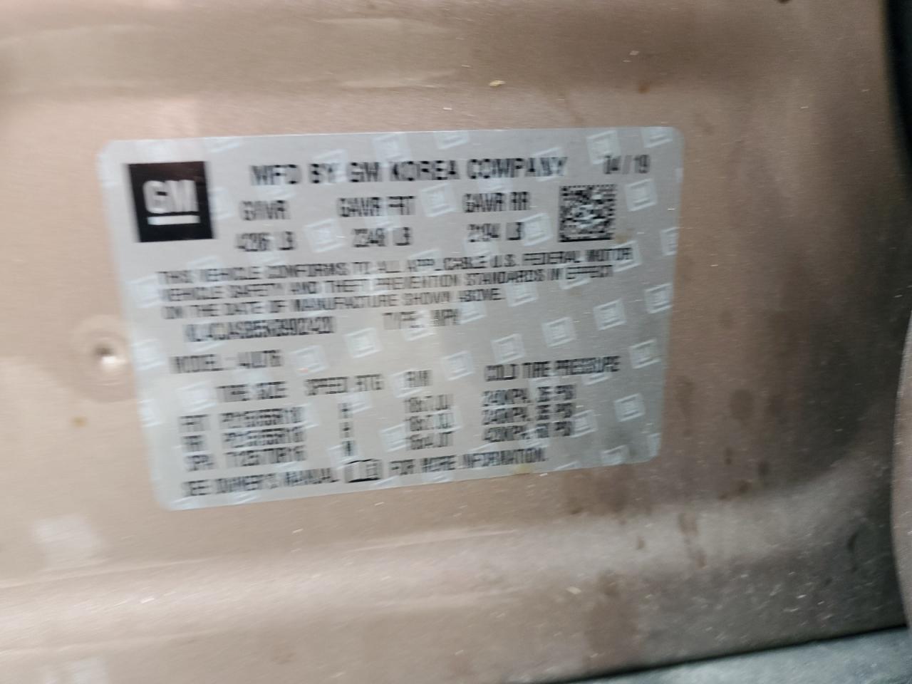 2019 Buick Encore Preferred VIN: KL4CJASB5KB902420 Lot: 69839115