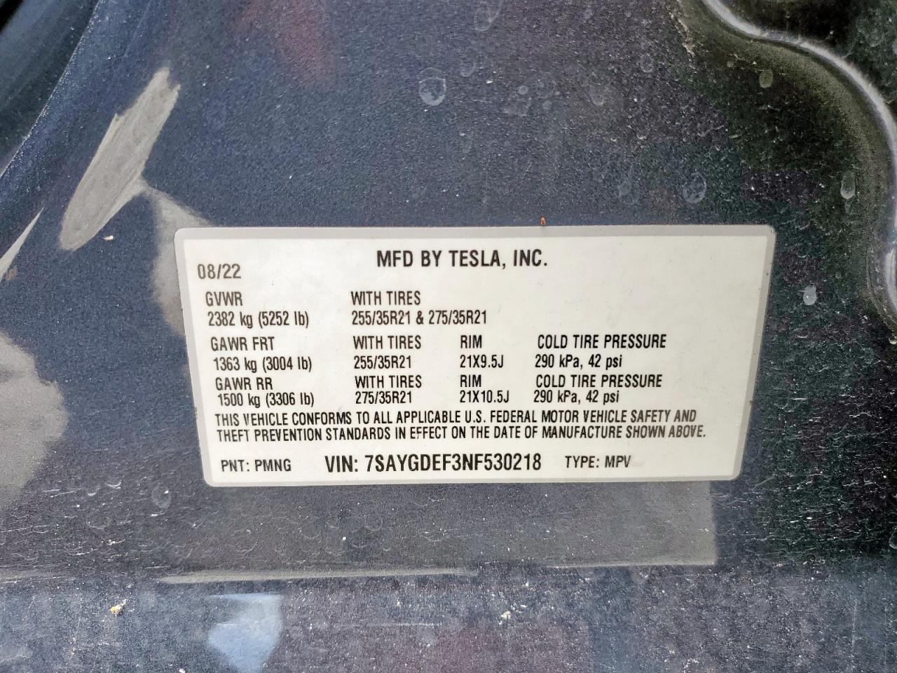 2022 Tesla Model Y VIN: 7SAYGDEF3NF530218 Lot: 68115115