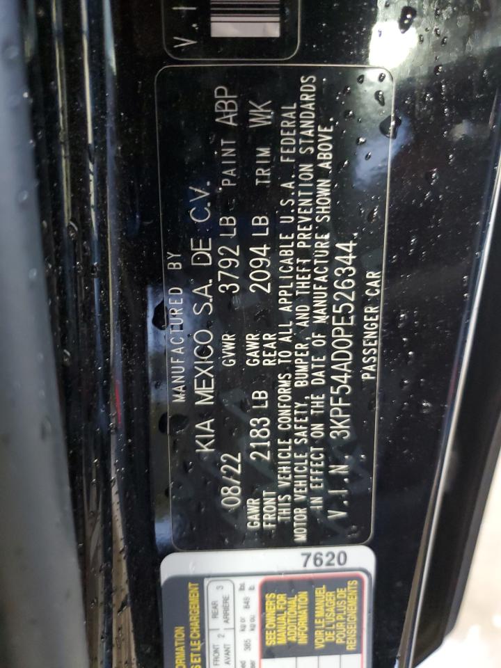 2023 Kia Forte Gt Line VIN: 3KPF54AD0PE526344 Lot: 70728235