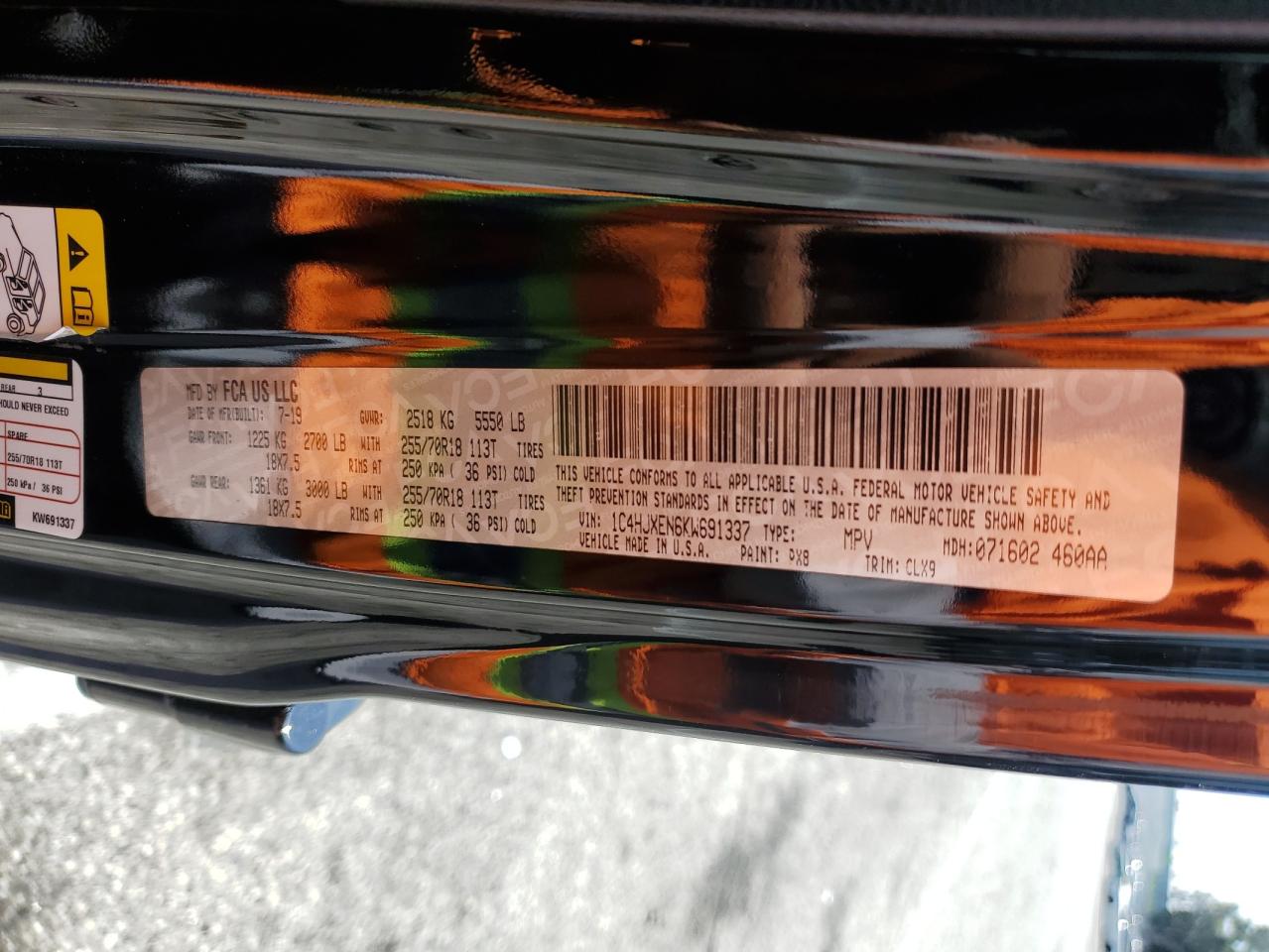 2019 Jeep Wrangler Unlimited Sahara VIN: 1C4HJXEN6KW691337 Lot: 66859385