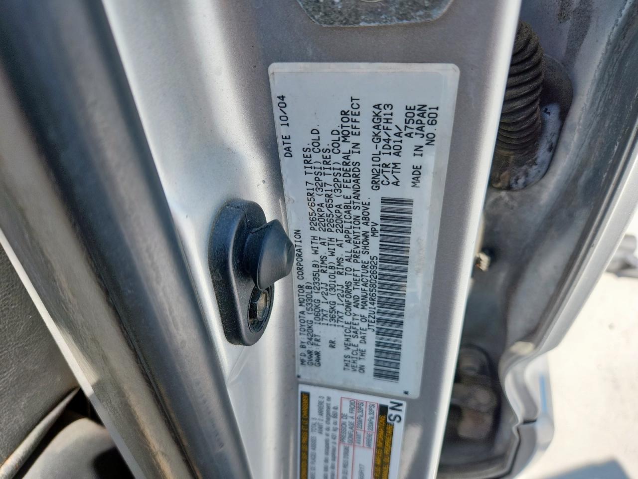 2005 Toyota 4Runner Sr5 VIN: JTEZU14R658026925 Lot: 68210485