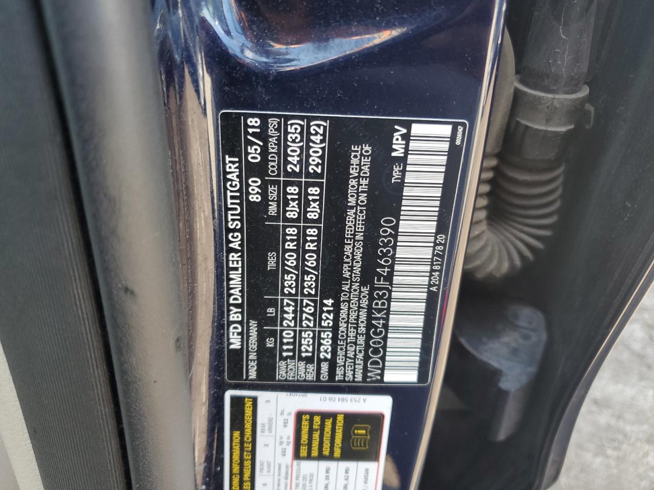 2018 Mercedes-Benz Glc 300 4Matic VIN: WDC0G4KB3JF463390 Lot: 70445675