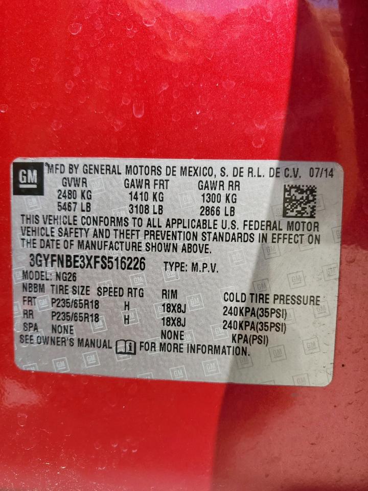 2015 Cadillac Srx Luxury Collection VIN: 3GYFNBE3XFS516226 Lot: 68739935