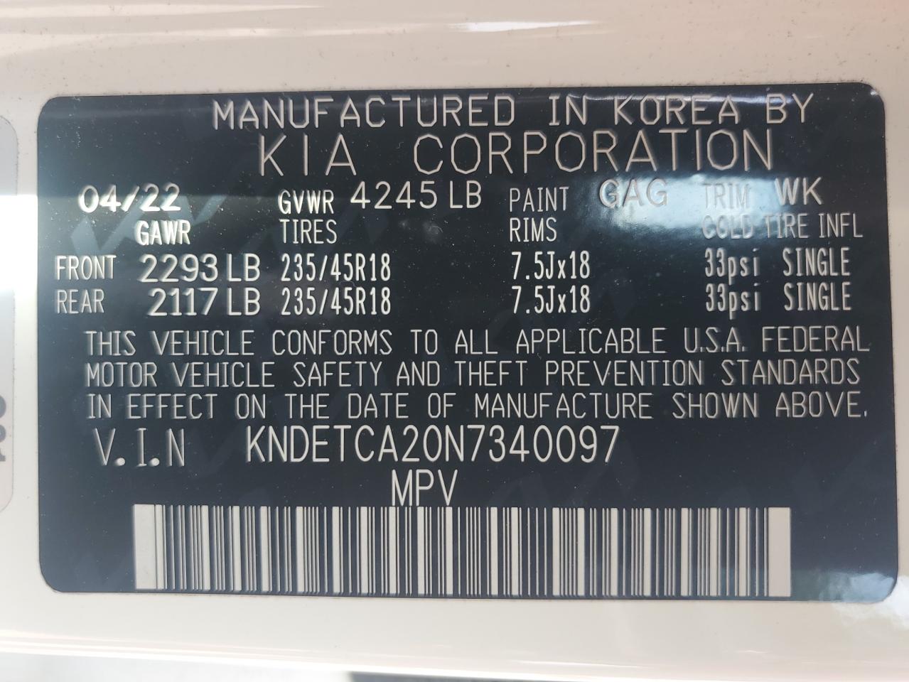 2022 Kia Seltos Sx VIN: KNDETCA20N7340097 Lot: 70706185