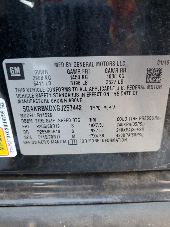 2016 Buick Enclave VIN: 5GAKRBKDXGJ257442 Lot: 70883715