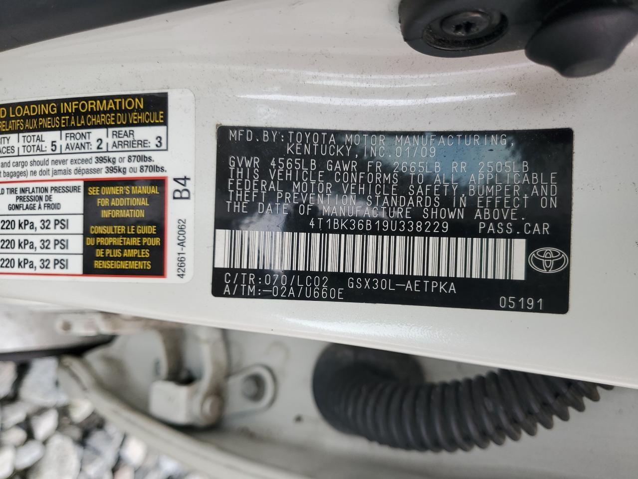 2009 Toyota Avalon Xl VIN: 4T1BK36B19U338229 Lot: 69883315