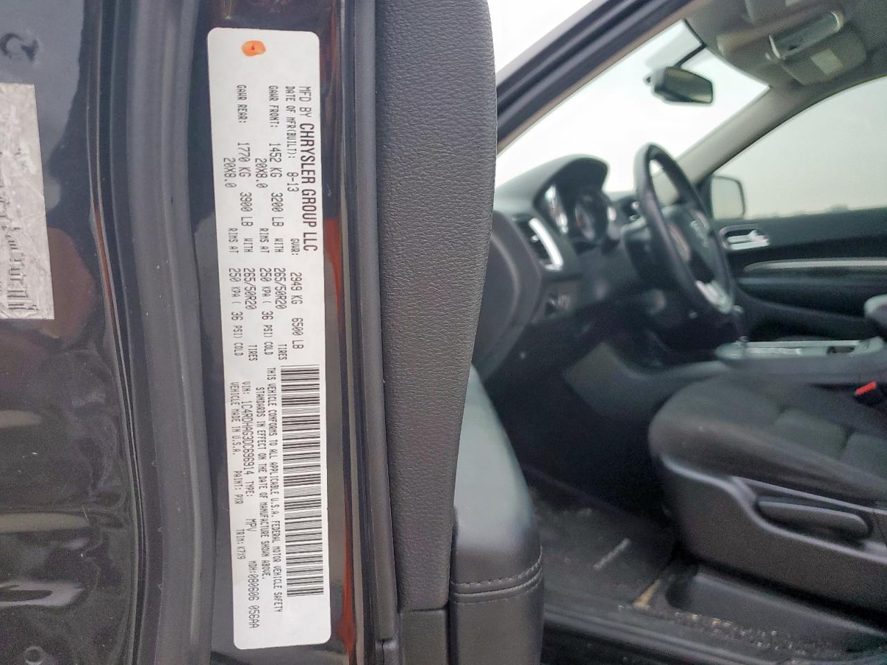 2013 Dodge Durango Sxt VIN: 1C4RDHAG3DC696914 Lot: 70847275