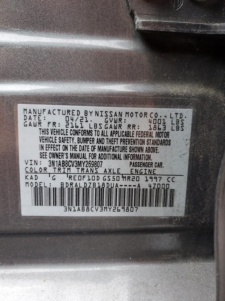 2021 Nissan Sentra Sv VIN: 3N1AB8CV3MY269807 Lot: 71087455