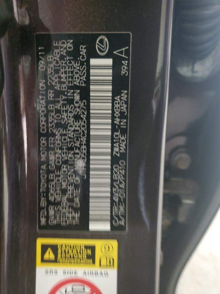 2012 Lexus Ct 200 VIN: JTHKD5BH4C2054275 Lot: 67102715