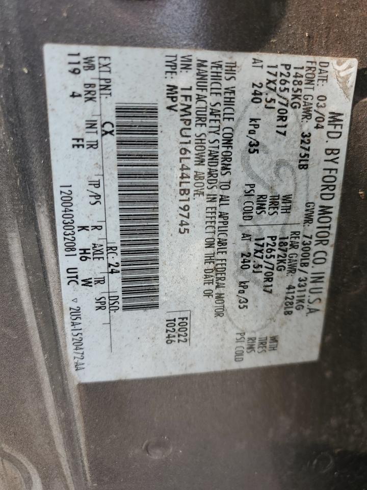 2004 Ford Expedition Xlt VIN: 1FMPU16L44LB19745 Lot: 69762435