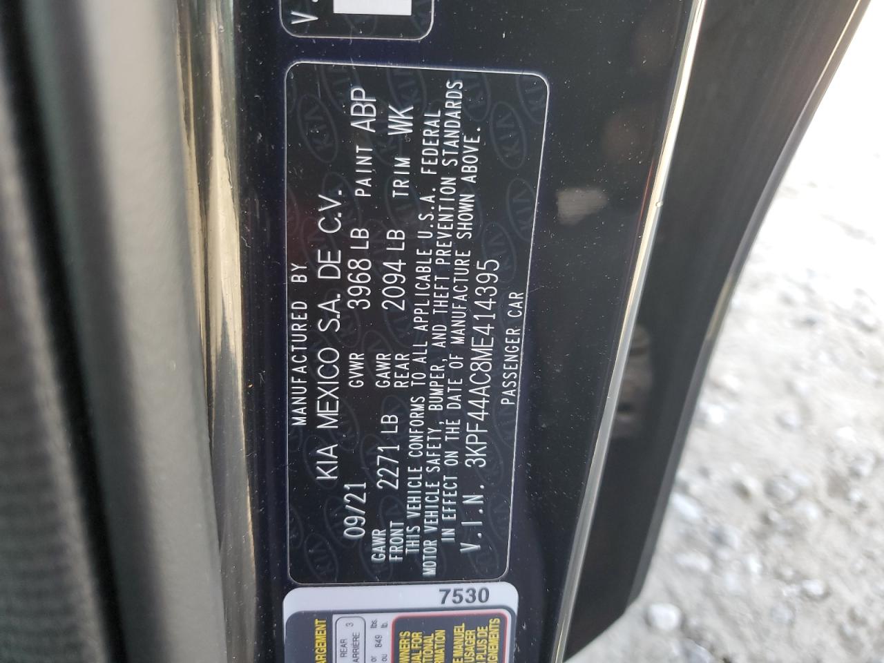 2021 Kia Forte Gt VIN: 3KPF44AC8ME414395 Lot: 68948825