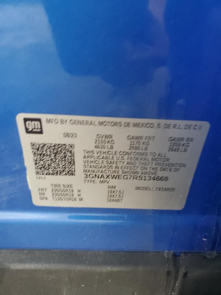 2024 Chevrolet Equinox Rs VIN: 3GNAXWEG7RS134669 Lot: 68133315