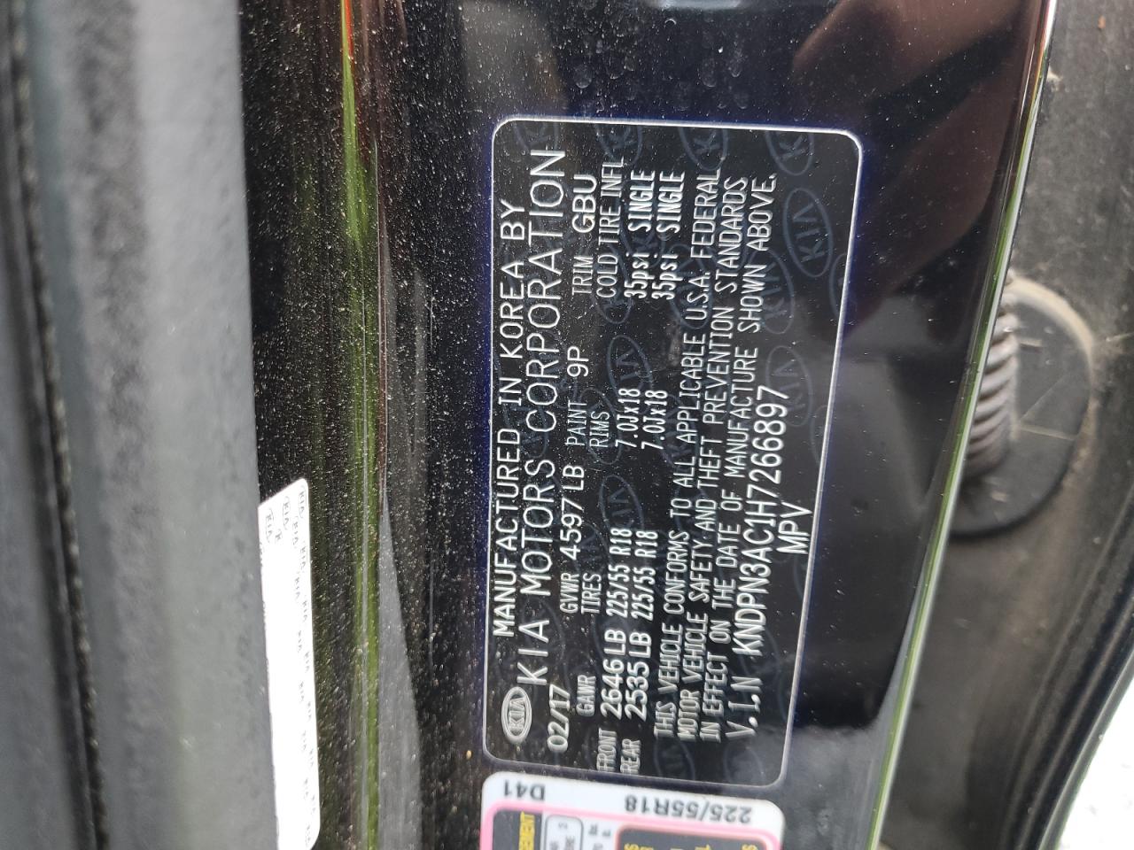 2017 Kia Sportage Ex VIN: KNDPN3AC1H7266897 Lot: 67141445