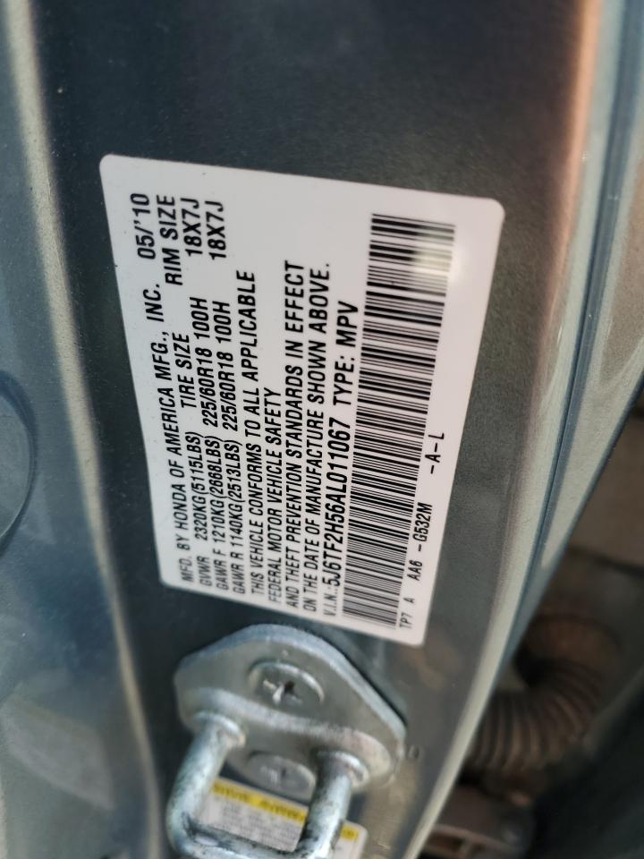2010 Honda Accord Crosstour Exl VIN: 5J6TF2H56AL011067 Lot: 87424665