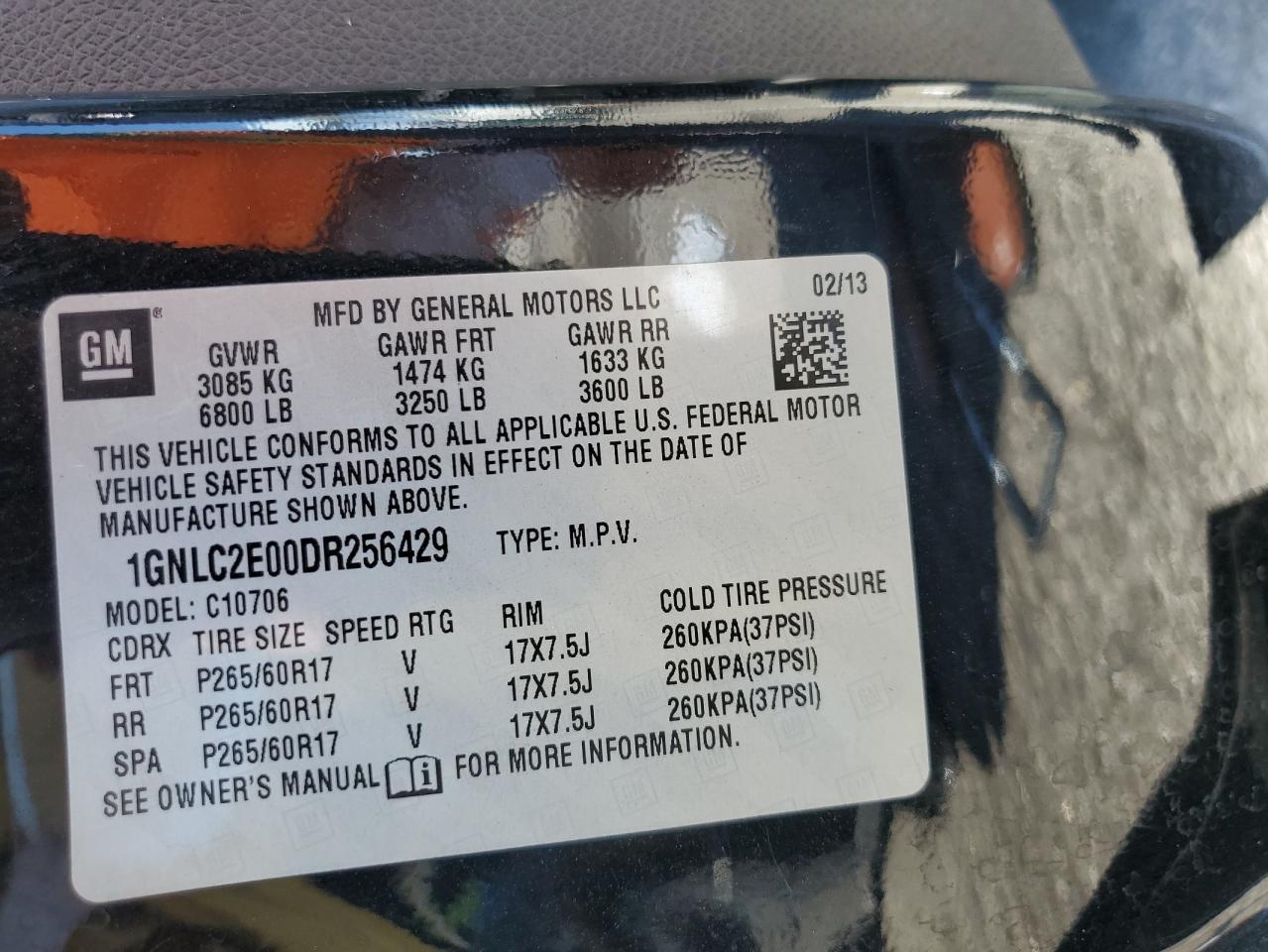 2013 Chevrolet Tahoe Police VIN: 1GNLC2E00DR256429 Lot: 67590515