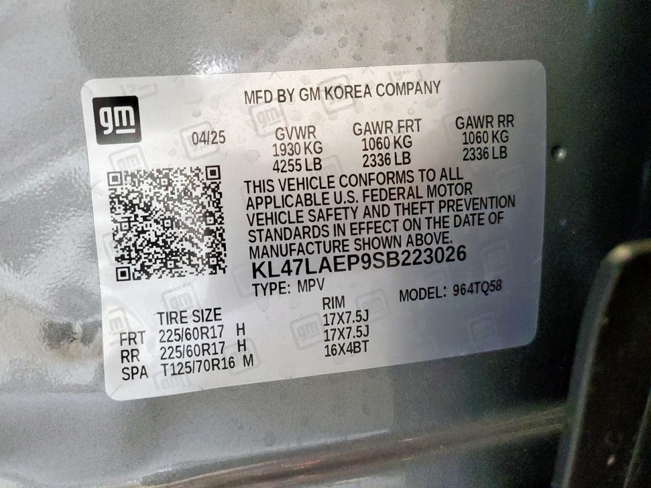 2025 Buick Envista Preferred VIN: KL47LAEP9SB223026 Lot: 70223695