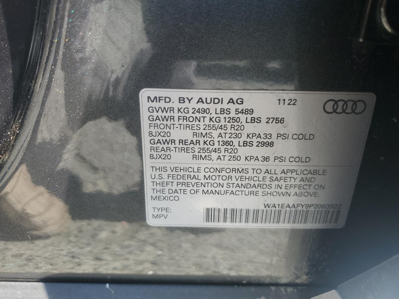 2023 Audi Q5 Premium Plus 45 VIN: WA1EAAFY9P2063922 Lot: 68576775