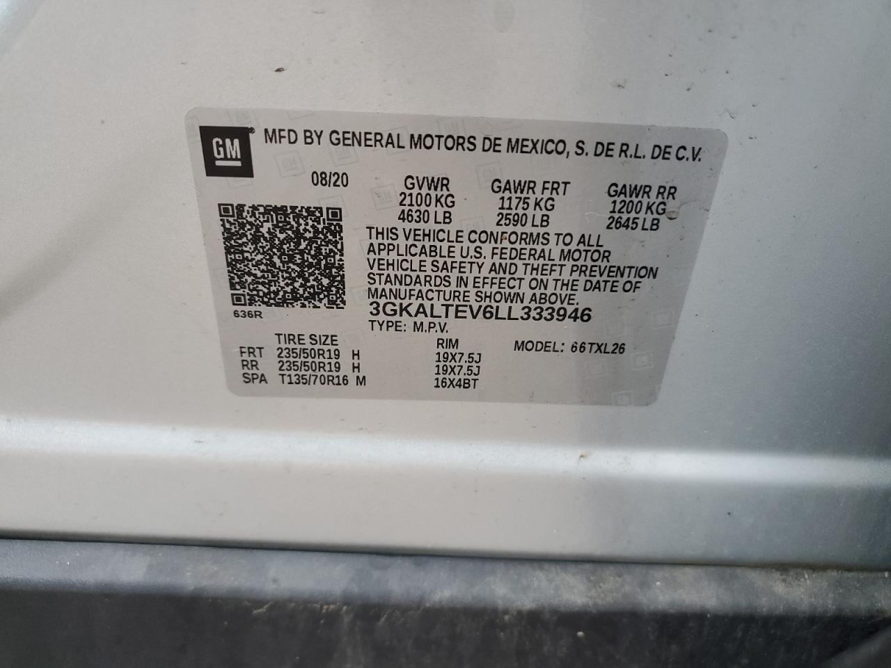 2020 GMC Terrain Sle VIN: 3GKALTEV6LL333946 Lot: 70124595