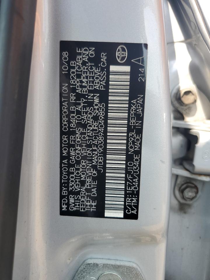 2009 Toyota Yaris VIN: JTDBT903894049855 Lot: 69109445