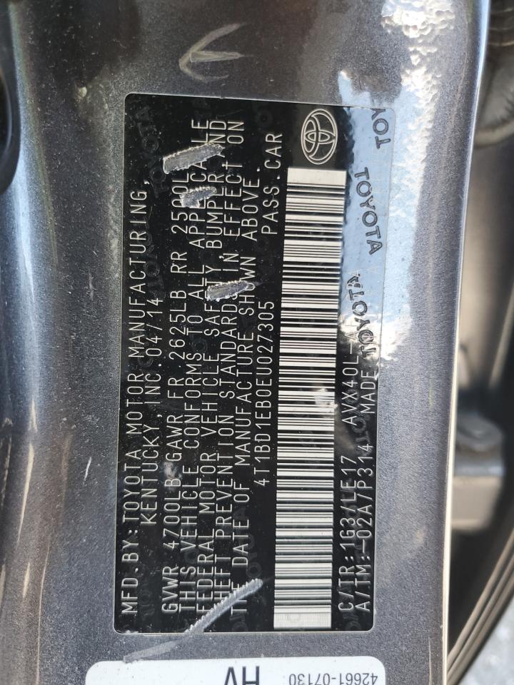 2014 Toyota Avalon Hybrid VIN: 4T1BD1EB0EU027305 Lot: 69290495