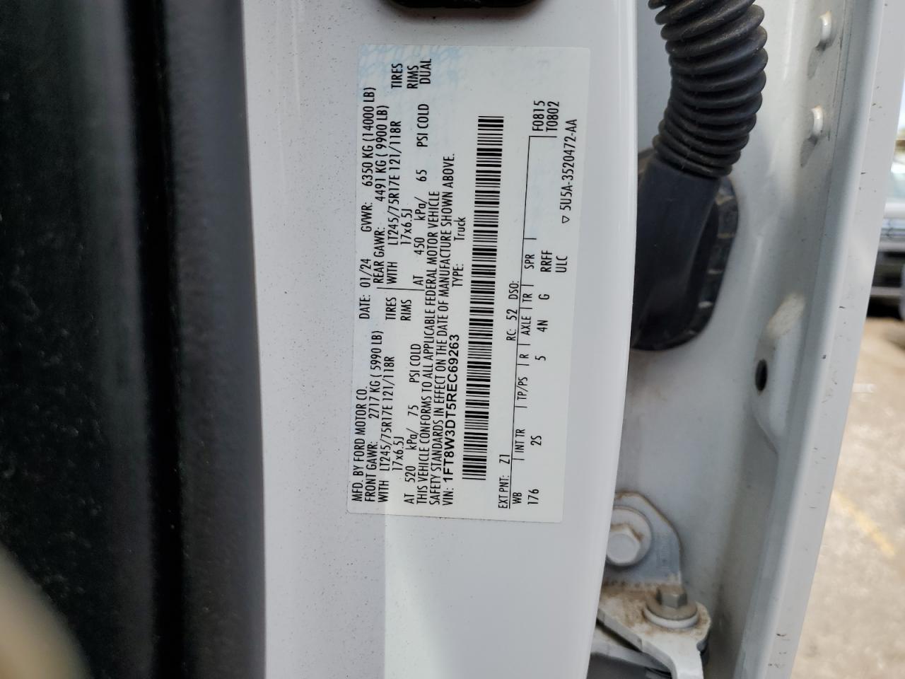 2024 Ford F350 Super Duty VIN: 1FT8W3DT5REC69263 Lot: 68337505