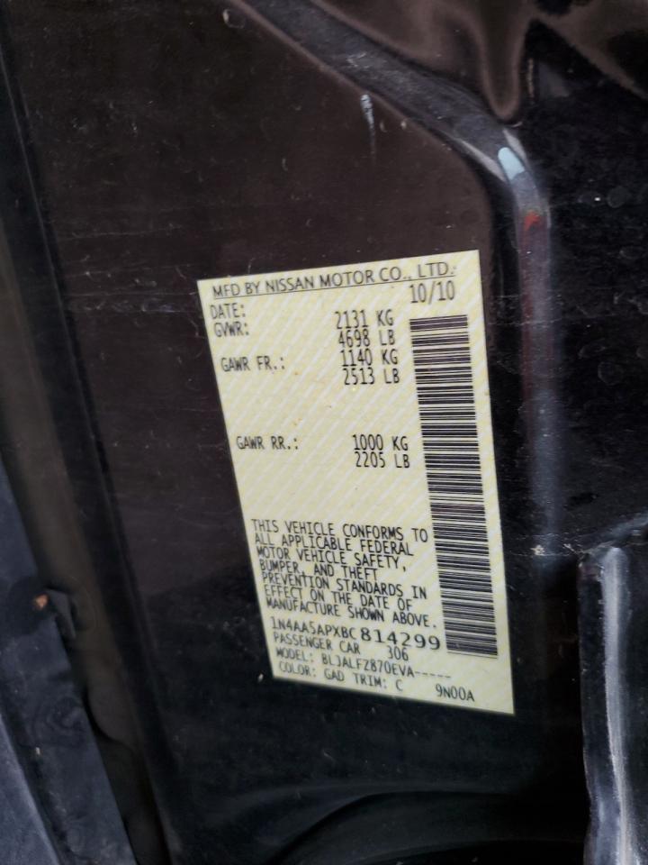 2011 Nissan Maxima S VIN: 1N4AA5APXBC814299 Lot: 69442505